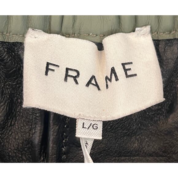 8-20 FRAME Men's 100% Lamb Leather Shorts Grey-Green Large - Picture 3 of 6